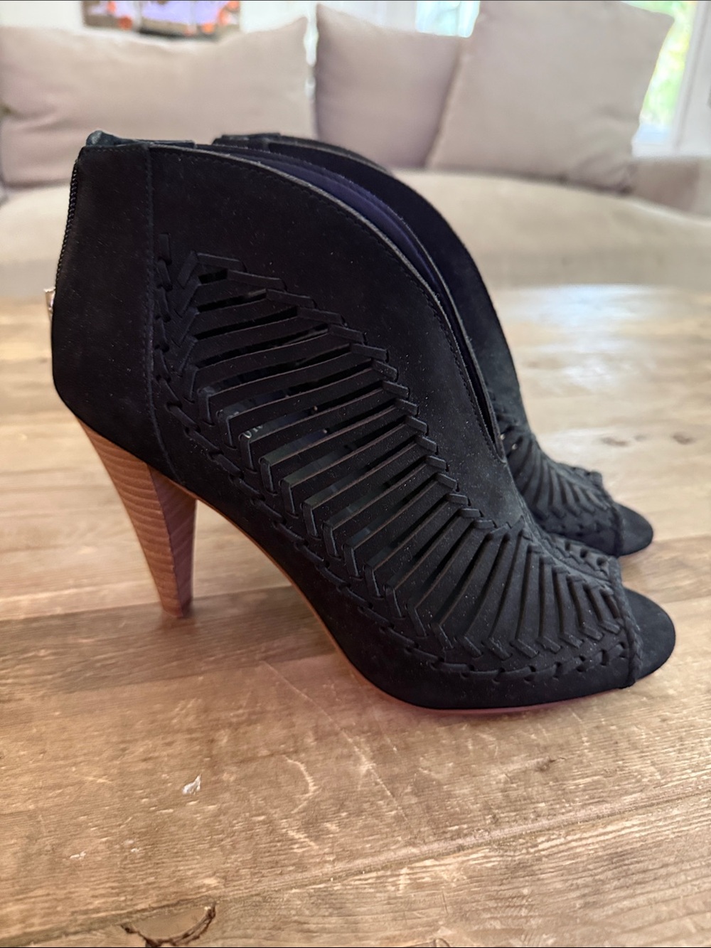 Vince Camuto Black Women's Peep-Toe High Heel Booties